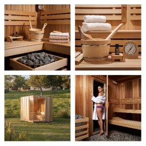 סאונה יבשה פינית קלאסית מערכת הרכבה ל-Sauna width 235 cm x depth 145 cm x height 200 cm